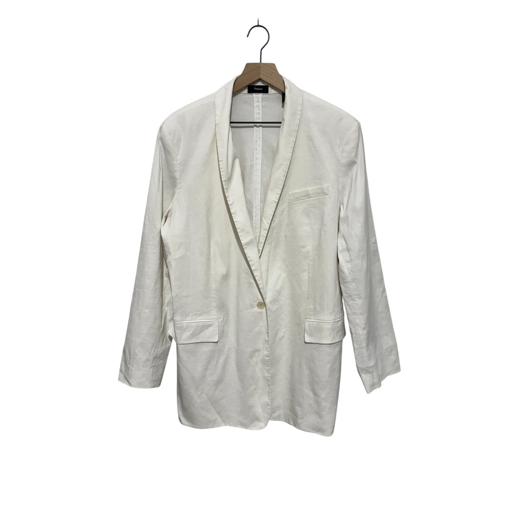 Theory Womens White Single Button Shawl Lapel Blazer Jacket Size‎ 16
